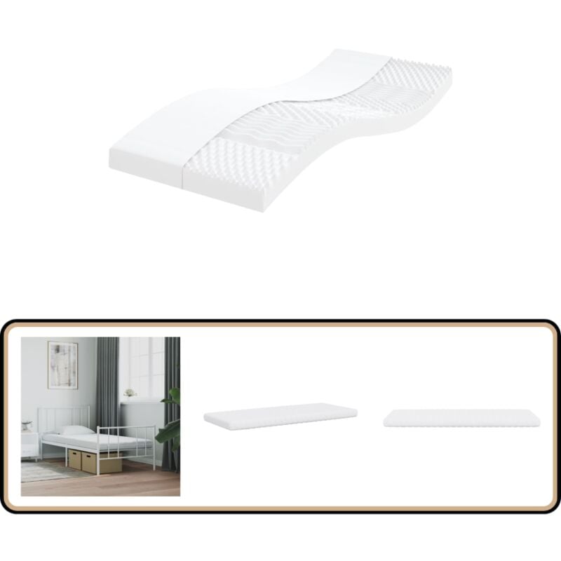 Schaumstoffmatratze Weiß 80x200 cm 7-Zonen Härtegrad 20 ild - Schaumstoffmatratze - Matratze - Doppelbettmatratze - Einzelmatratze - 7-Zonen-Matratze
