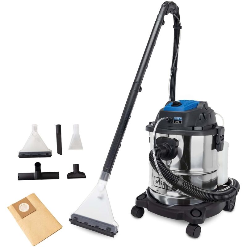 Scheppach - 5-in-1 Sprüh- und Waschsauger SprayVac20 1600W 20L Edelstahlbehälter