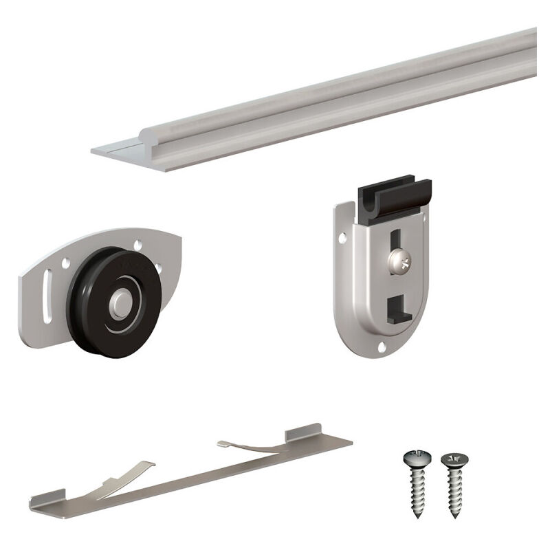 Slid'up By Mantion - Schiebetürbeschlag slid'up 130, Laufschiene 150 cm, 2 Türen bis je 70 kg, für Schränke, Kleiderschränke, Wandschränke