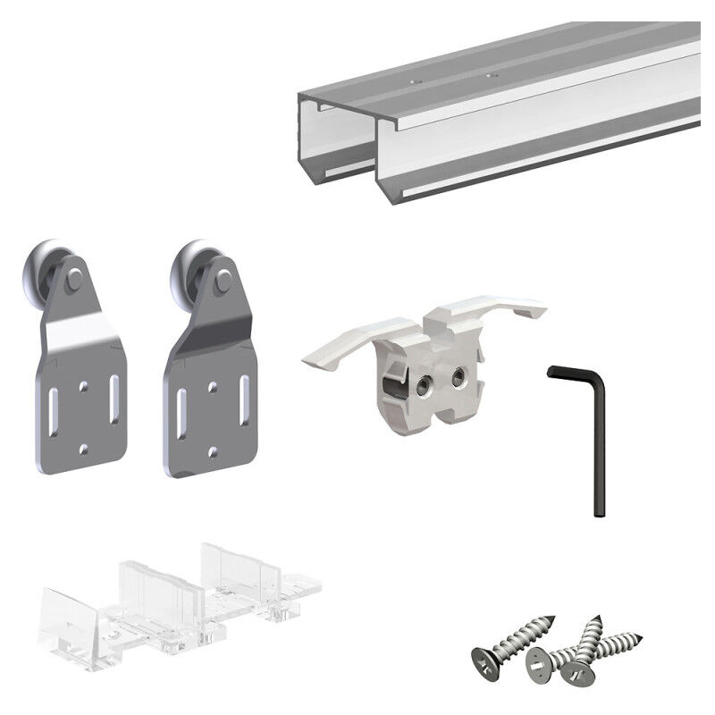 Slid'up By Mantion - Schiebetürbeschlag slid'up 110, Laufschiene 120 cm, 2 Türen bis je 45 kg, für Schranktüren, Kleiderschränke, Nischen