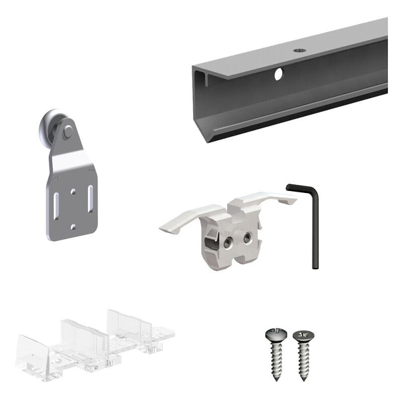 Slid'up By Mantion - Schiebetürbeschlag slid'up 120, Laufschiene 300 cm, 1 Tür bis 45 kg, für Schranktüren, Kleiderschränke, Nischen