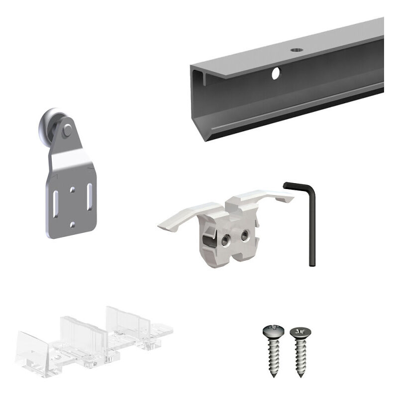 Schiebetürbeschlag SLID'UP 120, Laufschiene 200 cm, 1 Tür bis 45 kg, für Schranktüren, Kleiderschränke, Nischen
