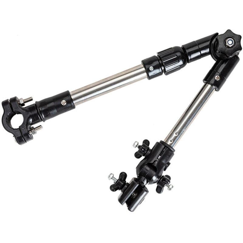 Schirmhalter für Rollstuhl, 360° Verstellbarer Schirmständer Rollstuhlhalterung Fahrradzubehör Schirmverbinder (Schwarz)