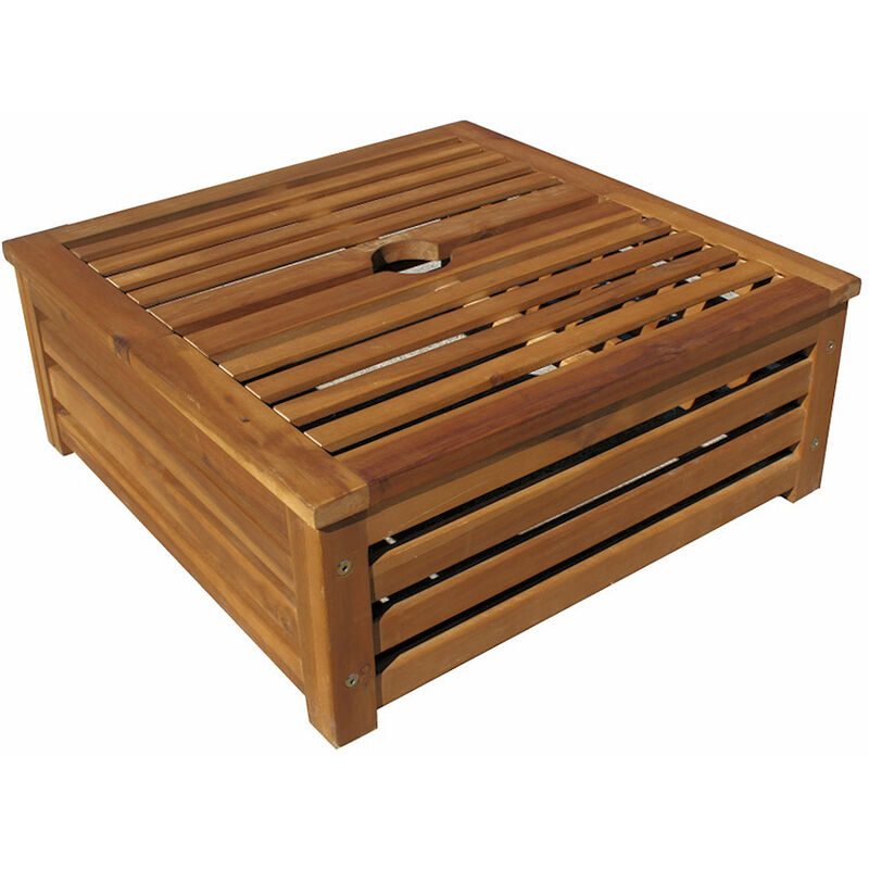 Spetebo - Sonnenschirm Ständer Verkleidung 58 x 58 x 23 cm aus Akazie - Holz Schirmständer Verkleidung - Abdeckung aus Akazien Holz