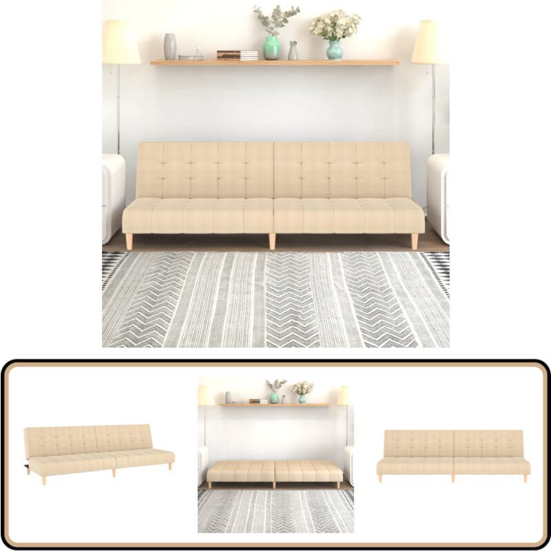 Schlafsofa 2-Sitzer Creme Stoff - Schlafsofa - Couchsofa - Gästebett - Wohnzimmereinrichtung - Gemütliches Sofa