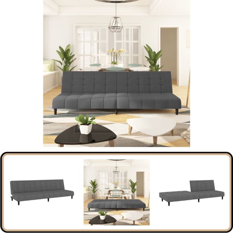 Schlafsofa 2-Sitzer Dunkelgrau Samt - Samtsofa - Schlafsofa - Gästebett - Wohnraumgestaltung - Gemütliches Sofa