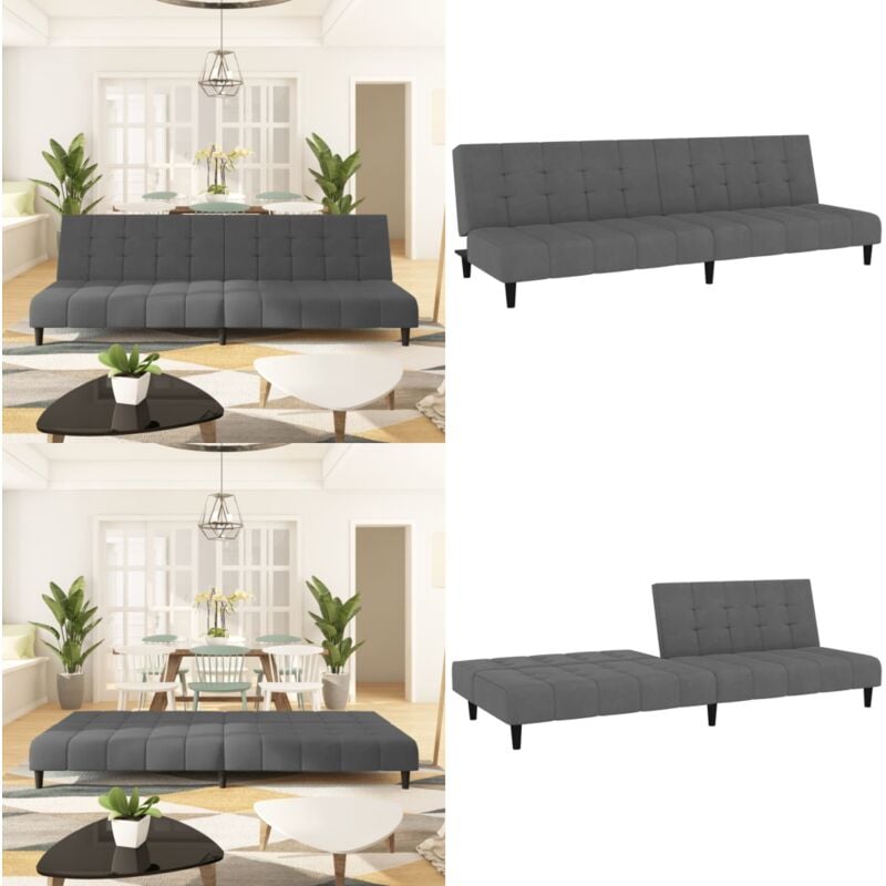 Schlafsofa 2-Sitzer Dunkelgrau Samt - Samtsofa - Schlafsofa - Gästebett - Wohnraumgestaltung - Gemütliches Sofa - Home & Living