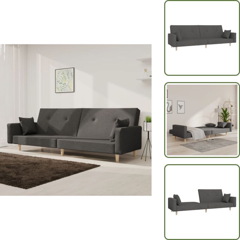 Schlafsofa 2-Sitzer mit 2 Kissen Dunkelgrau Stoff - Schlafsofa - Tagesbett - Couch - Wohnzimmersofa - Gästezimmer
