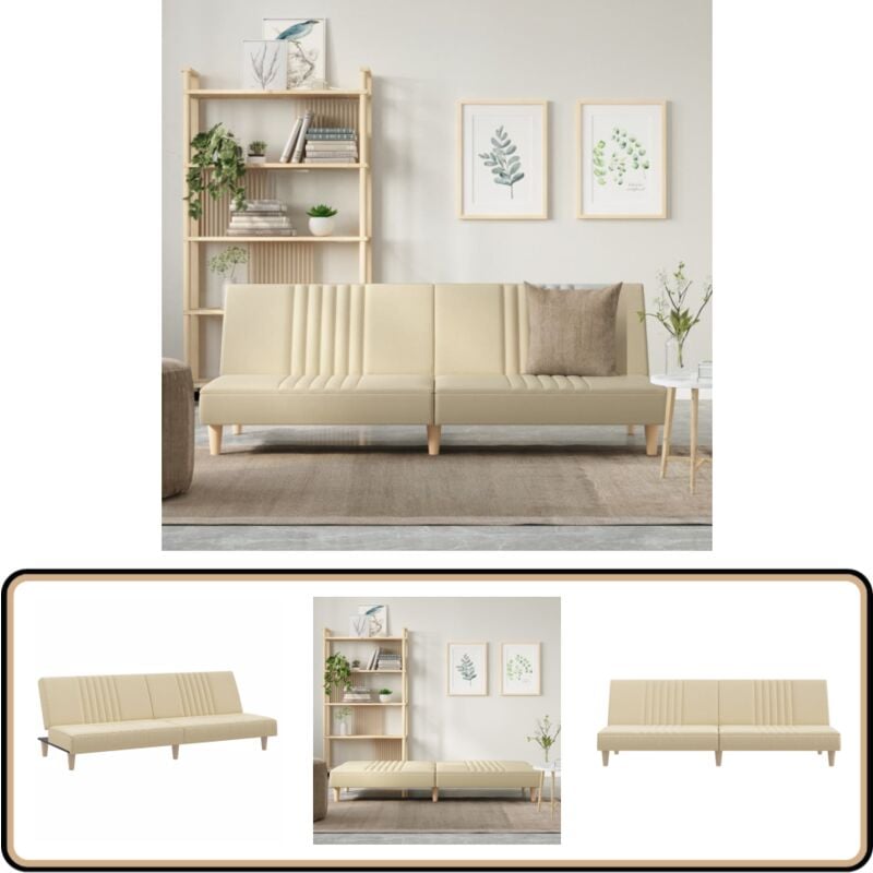 Schlafsofa Creme Stoff - Schlafsofa - Sofa Bett - Gästebett - Wohnzimmersofa - Creme Sofa