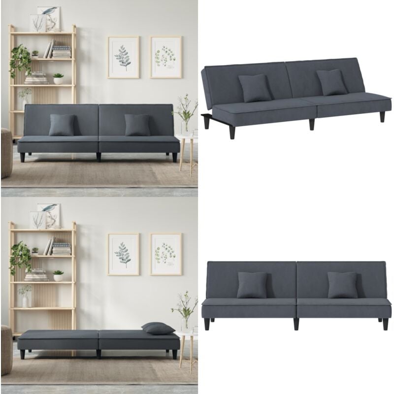 Schlafsofa Dunkelgrau Samt - Samtsofa - Schlafsofa - Wohnlandschaft - Gästebett - Sofa Bett - Home & Living