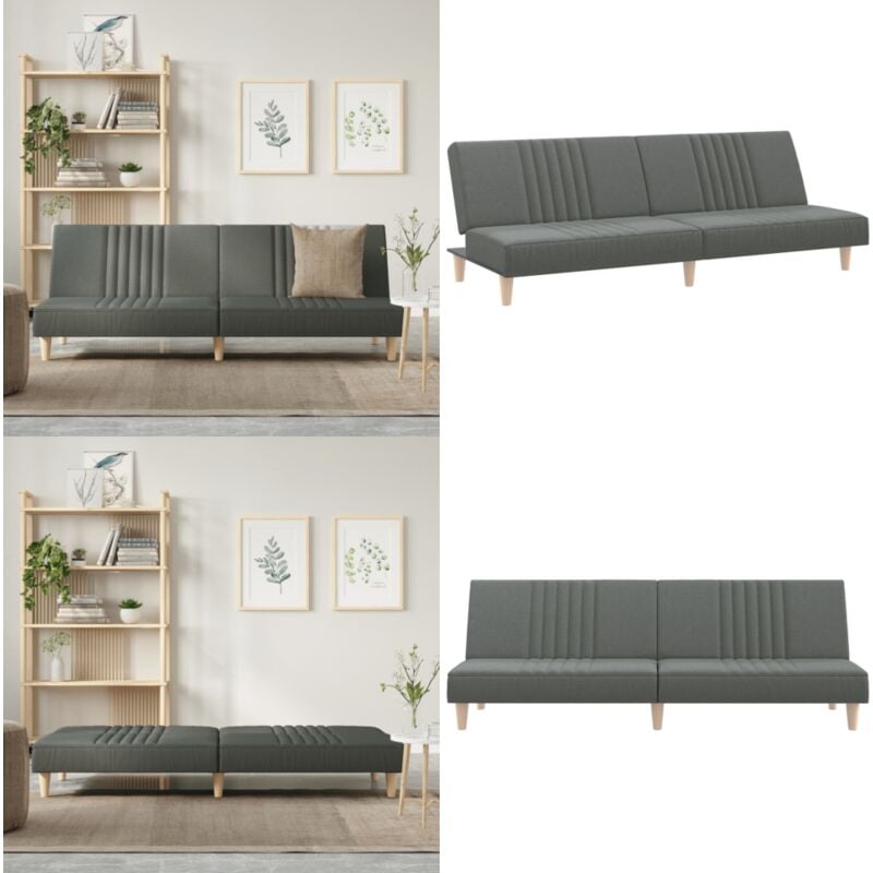 Schlafsofa Dunkelgrau Stoff - Schlafsofa - Sofa Bett - Gästebett - Wohnraum Möbel - Polstersofa - Home & Living