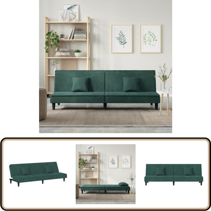 Schlafsofa Dunkelgrün Samt - Samtsofa - Schlafsofa - Wohnlandschaft - Gästebett - Sofa Bett