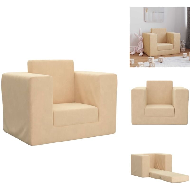Schlafsofa für Kinder Creme Weicher Plüsch - Kinder Schlafsofa - Sofa Kinder - Kindersofa - Couch Kinder