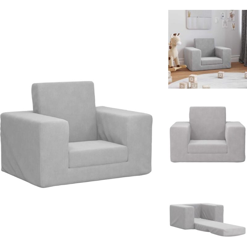 Schlafsofa für Kinder Hellgrau Weicher Plüsch - Kinder Schlafsofa - Sofa Kinder - Kindersofa - Couch Kinder