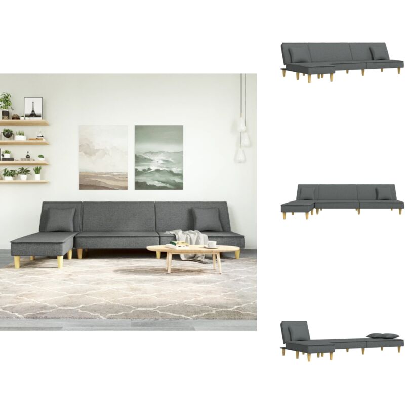 Schlafsofa in L-Form Dunkelgrau 255x140x70 cm Stoff - L-förmiges Schlafsofa - Schlafsofa Grau - Wohnlandschaft - Couch - Gästebett