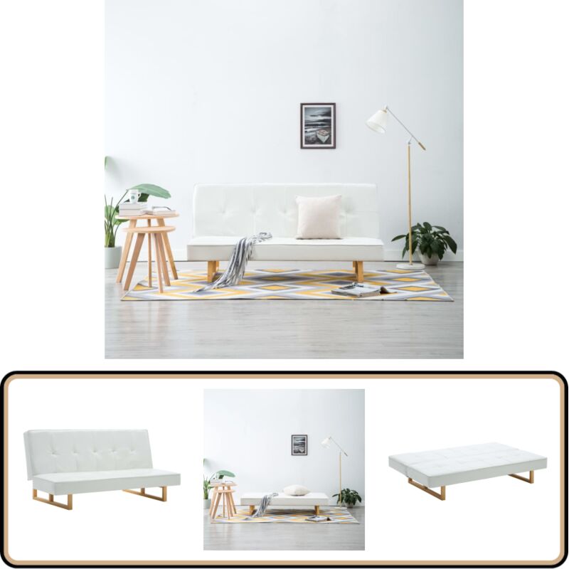Schlafsofa Kunstleder Weiß - Schlafsofa - Couch - Gästebett - Wohnzimmermöbel - Leder Sofa