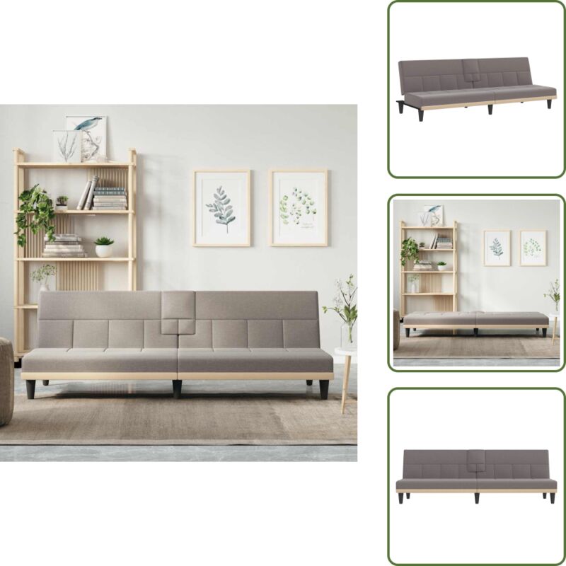 Schlafsofa mit Getränkehaltern Taupe Stoff - Schlafsofa - Sofa - Gästebett - Wohnzimmersofa - Couch