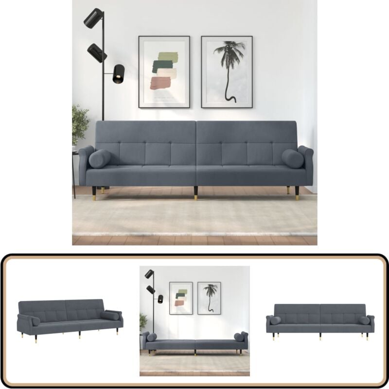 Schlafsofa mit Kissen Dunkelgrau Samt - Schlafsofa - Sofa - Gästebett - Wohnzimmersofa - Samtsofa