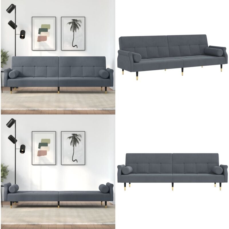 Schlafsofa mit Kissen Dunkelgrau Samt - Schlafsofa - Sofa - Gästebett - Wohnzimmersofa - Samtsofa - Home & Living
