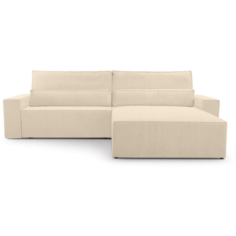 Schlafsofa Sofagarnitur Sofa Eckcouch L-Form Cordstoff Ottomane beidseitig montierbar Couch Cord für Wohnzimmer -Ecksofa aus Cord denver l - Beige
