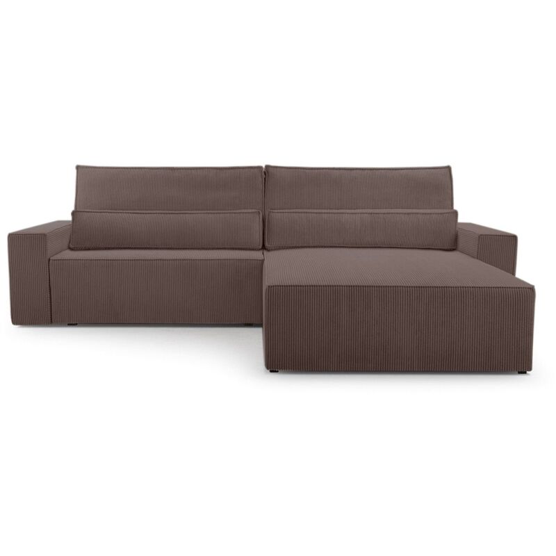 Schlafsofa Sofagarnitur Sofa Eckcouch L-Form Cordstoff Ottomane beidseitig montierbar Couch Cord für Wohnzimmer -Ecksofa aus Cord denver l - Braun