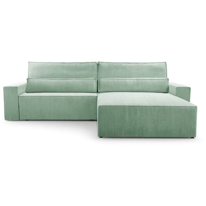 Schlafsofa Sofagarnitur Sofa Eckcouch L-Form Cordstoff Ottomane beidseitig montierbar Couch Cord für Wohnzimmer -Ecksofa aus Cord denver l - Mintgrün