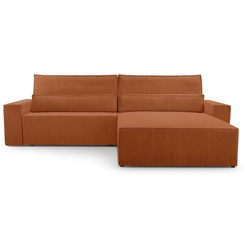 Schlafsofa Sofagarnitur Sofa Eckcouch L-Form Cordstoff Ottomane beidseitig montierbar Couch Cord für Wohnzimmer -Ecksofa aus Cord denver l - Orange