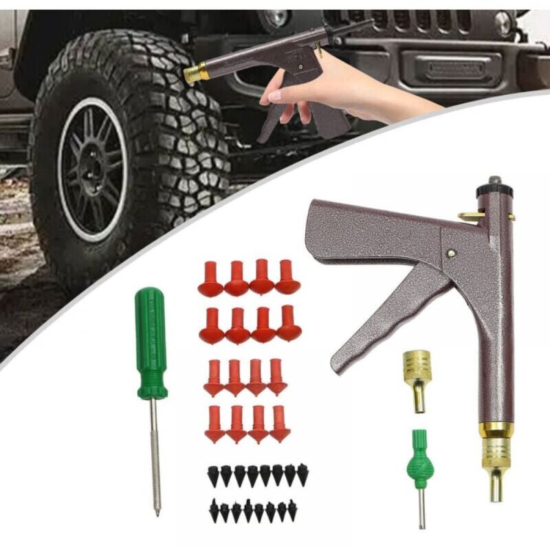 Schlauchloses Reifenreparaturset für Autos mit Pilzstopfen, Düsen und Sonden – Reifenreparaturset für Motorräder, Autos, LKWs, Traktoren, Fahrräder