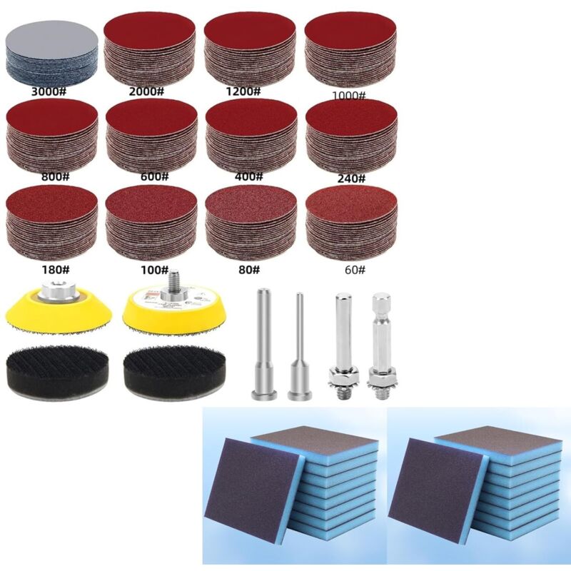 Schleifscheiben Pad,Schleifpapier Klett, Schleifaufsatz für Akkuschrauber Bohrmaschine, Schleifteller Polieraufsatz Akkuschrauber Automobil