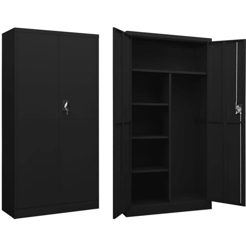 Schließfachschrank Schwarz 90x40x180 cm Stahl - Vidaxl