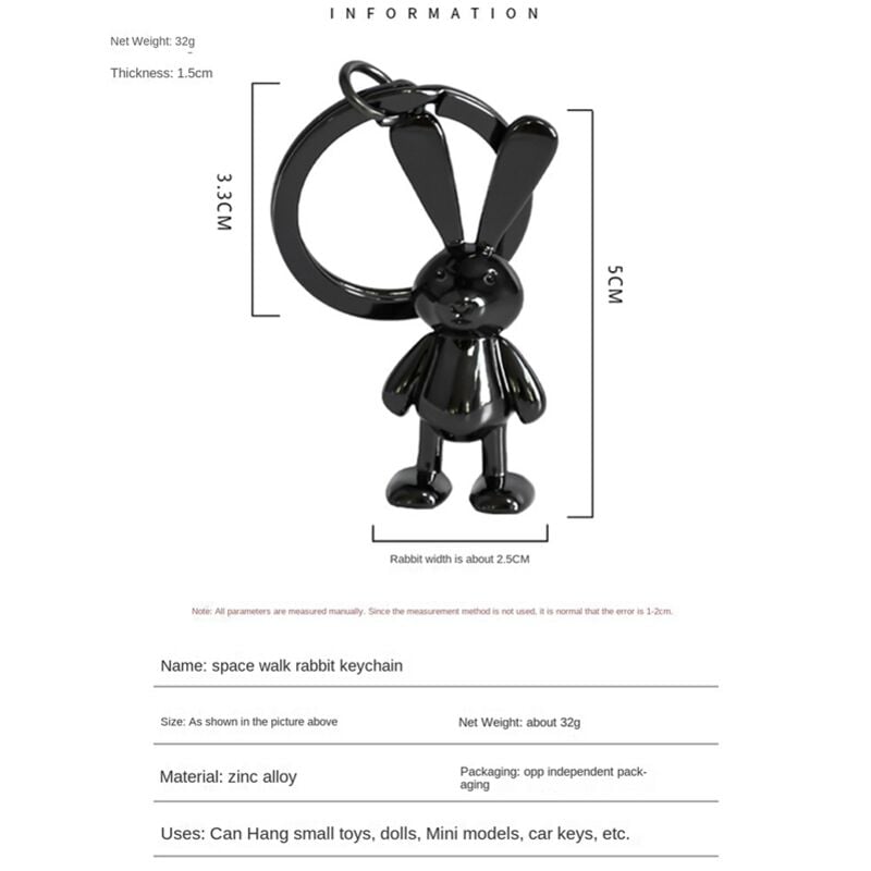 Tlily - Schlüsselanhänger mit Tierhase, Taschenornament, Kaninchen-Schlüsselanhänger, Metallstruktur, 3D, DIY-Metallanhänger, Schlüsselanhänger,