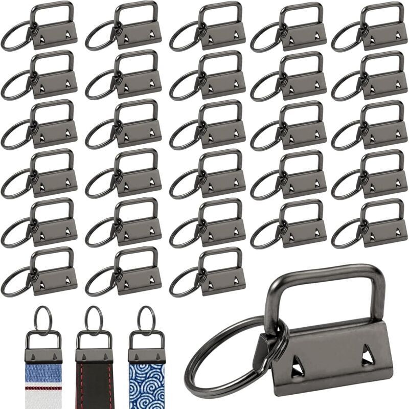 Schlüsselring-Hardware, 60 Stück 25 mm Schlüsselanhänger-Hardware Metall DIY-Band-Endclip Schlüsselanhängerklemme mit Schlüsselring, für DIY-Gürtel
