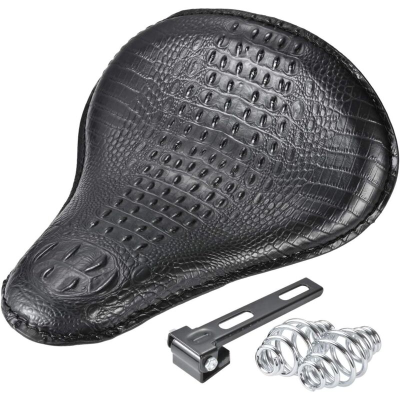 Schmale schwarze Motorradsitzbankabdeckung aus Krokodil-Kunstleder für die meisten Solo-Sitzer Harley Sportster Bobber Chopper Custom