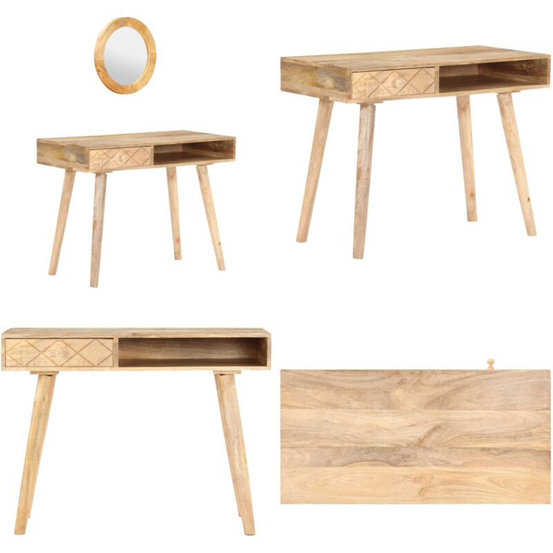 Vidaxl - Schminktisch 100x50x76 cm Mango Massivholz - Schminktisch - Make Up Tisch - Holz Schrank - Badezimmermöbel - Wohnzimmer Deko - Home & Living