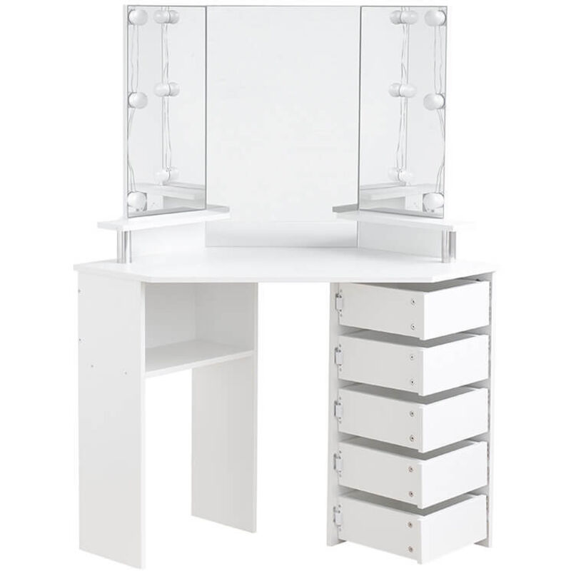 Home Deluxe - Schminktisch mit Spiegel und LED-Beleuchtung candice Schminktisch Frisiertisch Spiegel Kosmetiktisch