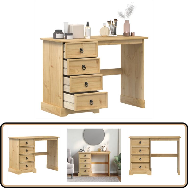 Vidaxl - Schminktisch Corona 104x47x75 cm Massivholz Kiefer - Holz Schminktisch - Kiefernholzmöbel - Schreibtisch - Kommode - Korpusmöbel