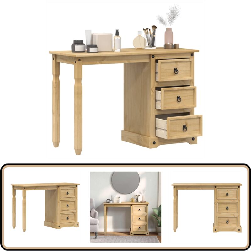 Vidaxl - Schminktisch Corona 110x47x75 cm Massivholz Kiefer - Holz Schminktisch - Kiefernholzmöbel - Schreibtisch - Kommode - Korpusmöbel