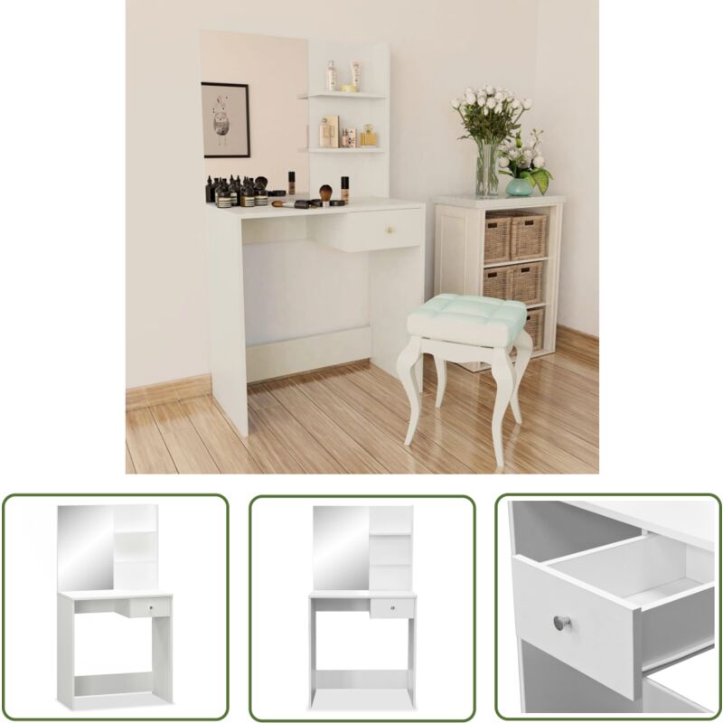 Vidaxl - The Living Store Schminktisch Holzwerkstoff 75x40x141 cm Weiß - Schminktisch - Kosmetiktisch - Make Up Tisch - Badezimmer Möbel