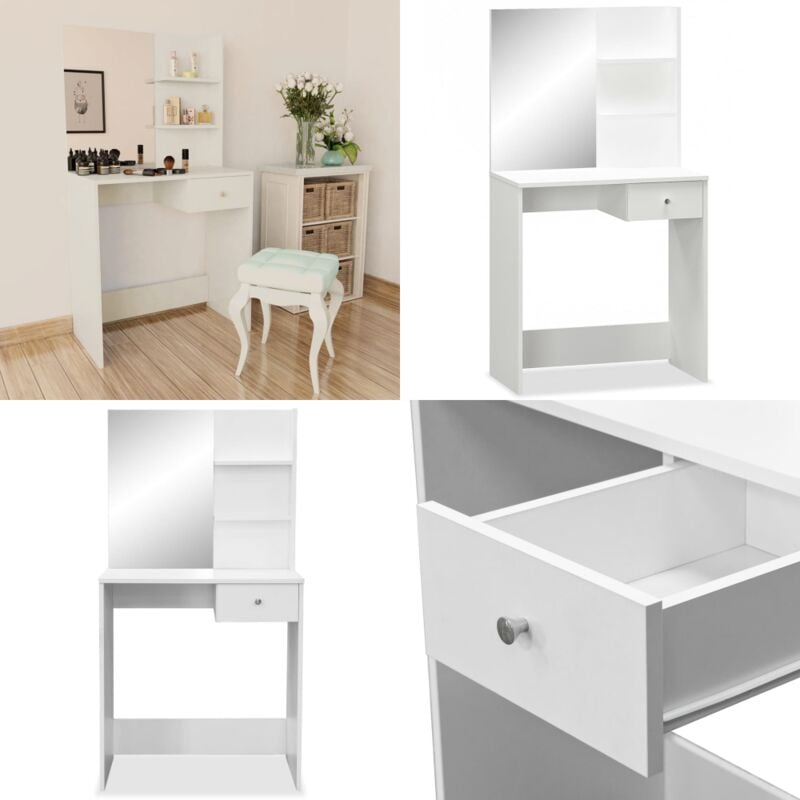 Vidaxl - Schminktisch Holzwerkstoff 75x40x141 cm Weiß - Schminktisch - Kosmetiktisch - Make Up Tisch - Badezimmer Möbel - Spiegelschrank - Home &