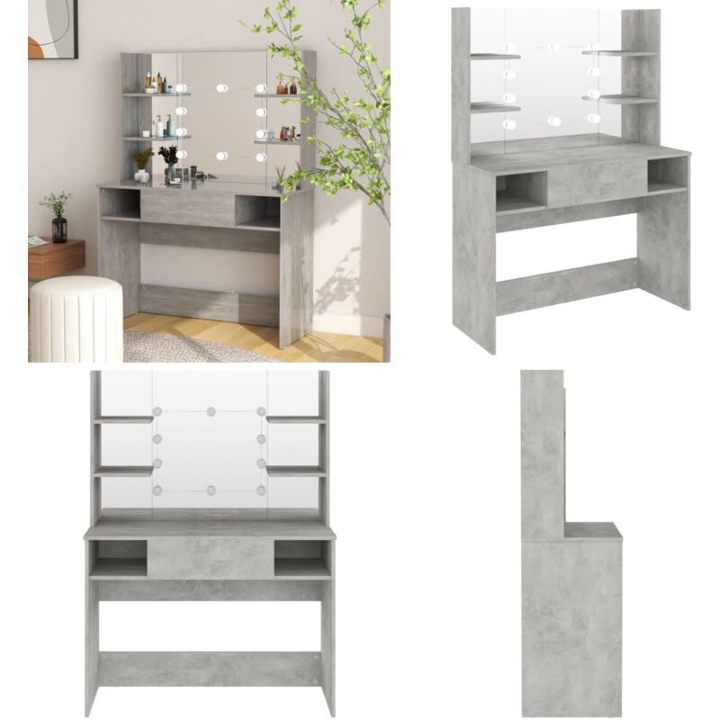 Vidaxl - Schminktisch mit LED-Beleuchtung 100x40x135 cm mdf Betongrau - Schminktisch - led Beleuchtung - Kosmetiktisch - Badezimmermöbel