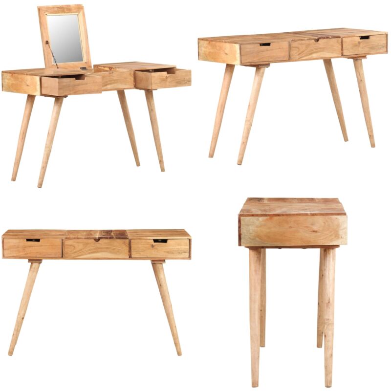 Schminktisch mit Spiegel 112x45x76 cm Akazie Massivholz - Schminktisch - Kosmetikschrank - Make Up Tisch - Schreibtisch - Wohnzimmer Deko - Home &