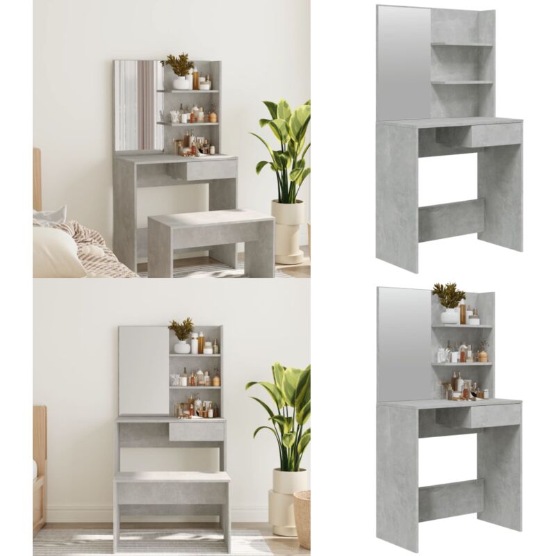 Vidaxl - Schminktisch mit Spiegel Betongrau 74,5x40x141 cm - Schminktisch - Schminktische - Home & Living - Grau