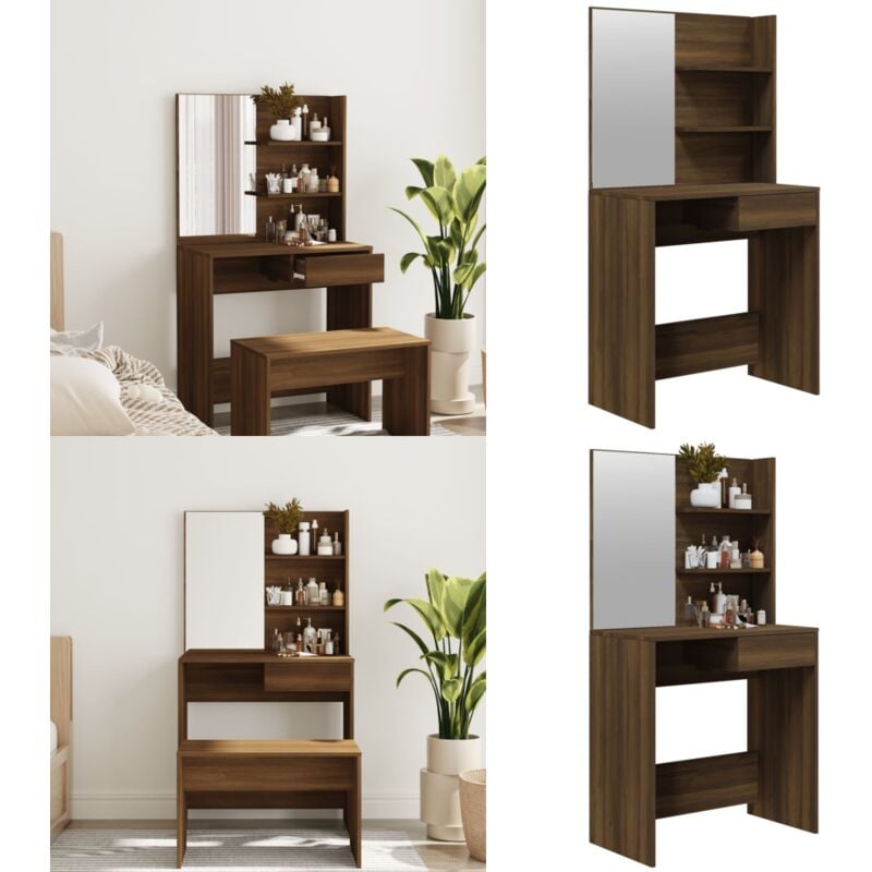Schminktisch mit Spiegel Braun Eiche 74,5x40x141 cm - Schminktisch - Schminktische - Home & Living