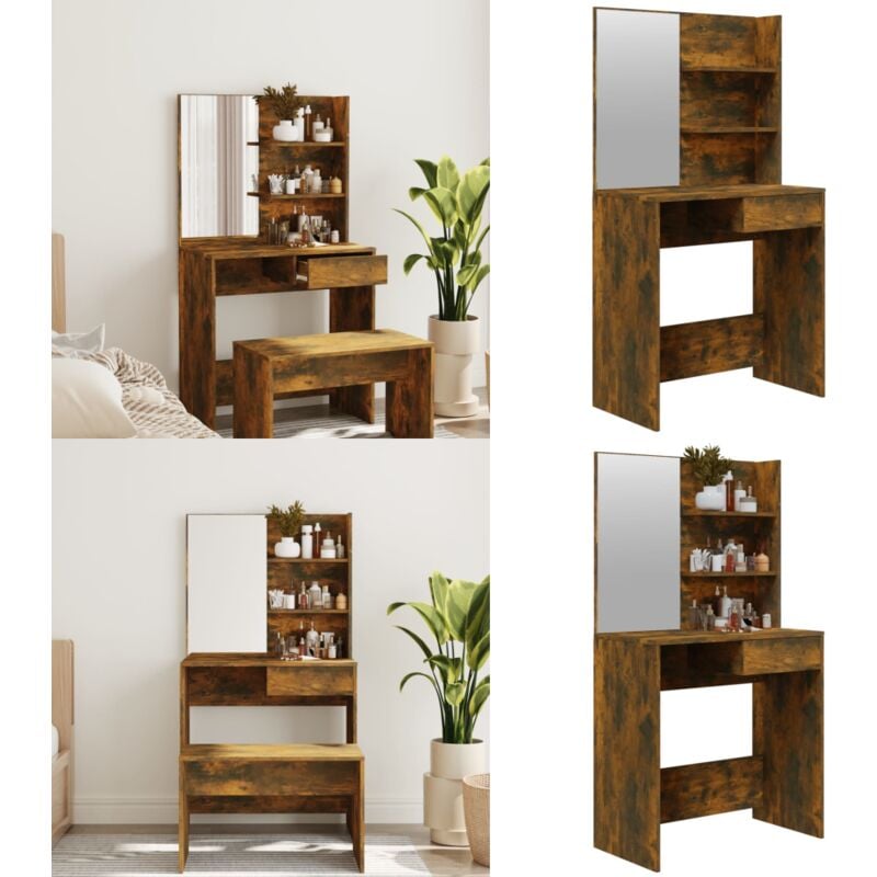 Vidaxl - Schminktisch mit Spiegel Räuchereiche 74,5x40x141 cm - Schminktisch - Schminktische - Home & Living - Braun