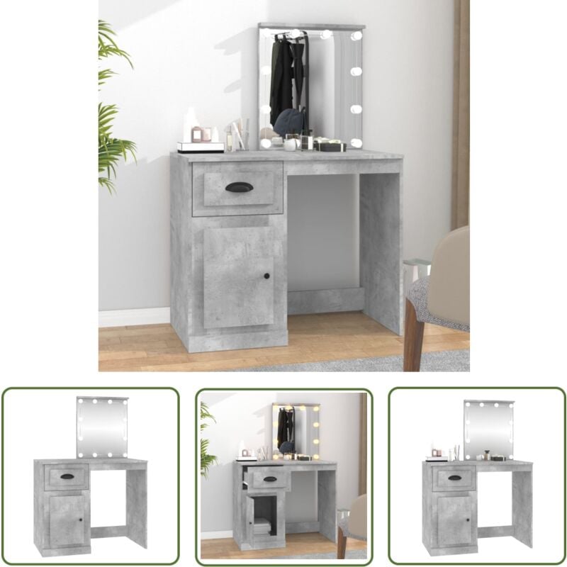 Vidaxl - The Living Store Schminktisch mit LEDs Betongrau 90x50x132,5 cm Holzwerkstoff - Schminktisch - Kosmetikschrank - Badezimmermöbel