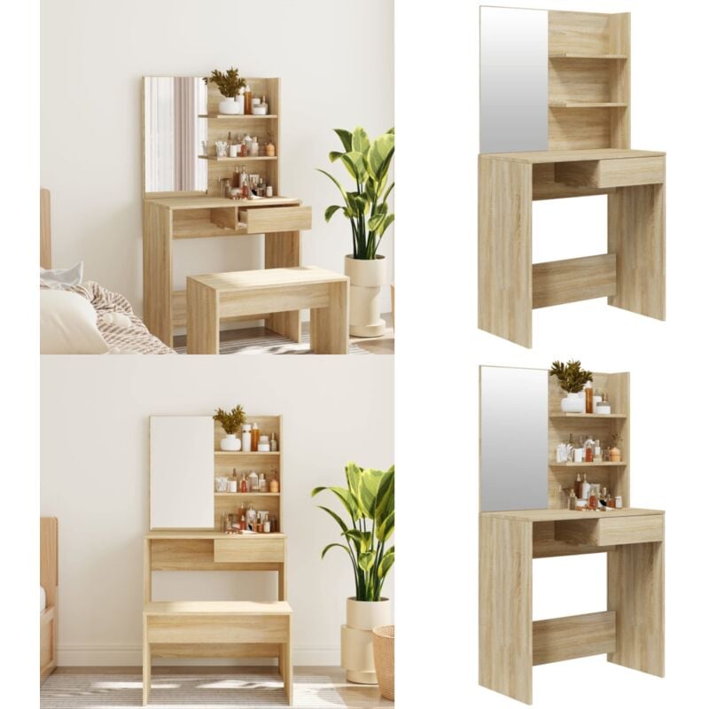 Schminktisch mit Spiegel Sonoma-Eiche 74,5x40x141 cm - Schminktisch - Schminktische - Home & Living - Braun