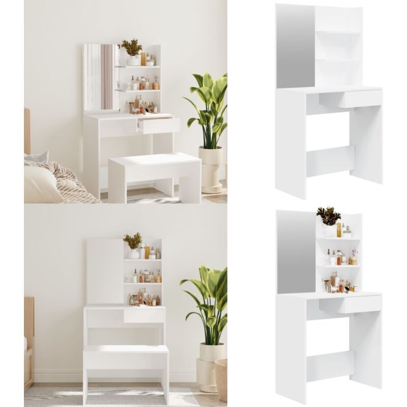 Vidaxl - Schminktisch mit Spiegel Weiß 74,5x40x141 cm - Schminktisch - Schminktische - Home & Living - Weiß