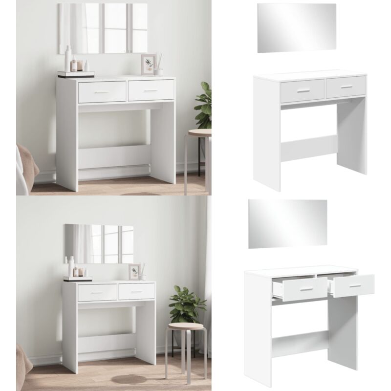 Vidaxl - Schminktisch mit Spiegel Weiß 80x39x80 cm - Schminktisch - Kosmetikschrank - Makeuptisch - Badezimmermöbel - Weißer Schminktisch - Home &
