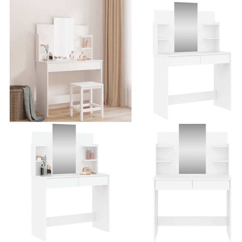 Vidaxl - Schminktisch mit Spiegel Weiß 96x39x142 cm - Schminktisch - Kosmetikschrank - Makeup Tisch - Spiegelkommode - Badezimmermöbel - Home & Living