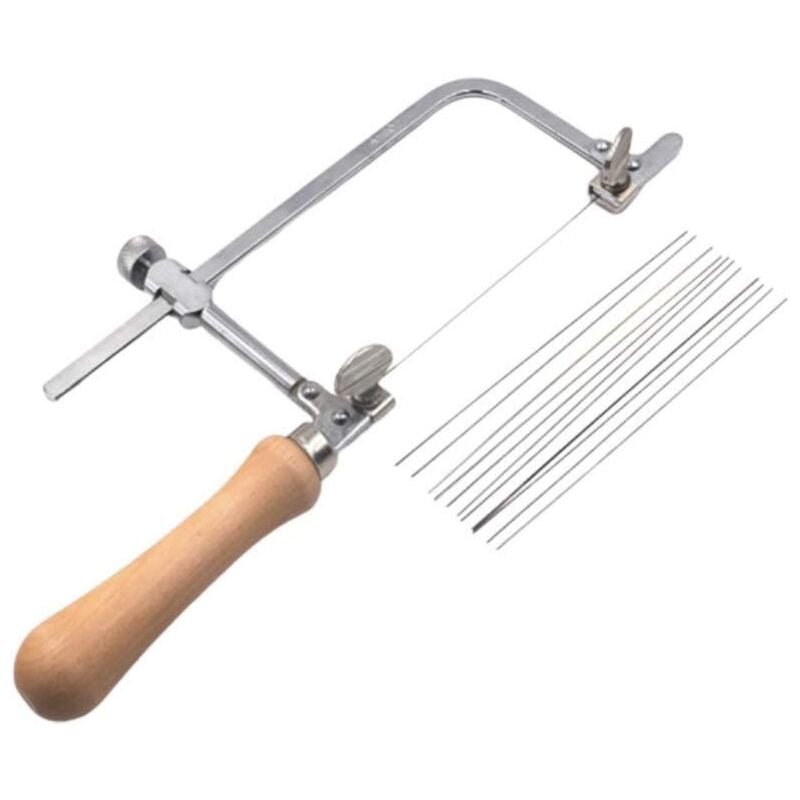 Aougo - Schmucksäge, verstellbarer Juwelier-Sägerahmen mit Sägeblättern, professionelles Schmuckherstellungsset für Werkzeuge zur Herstellung von